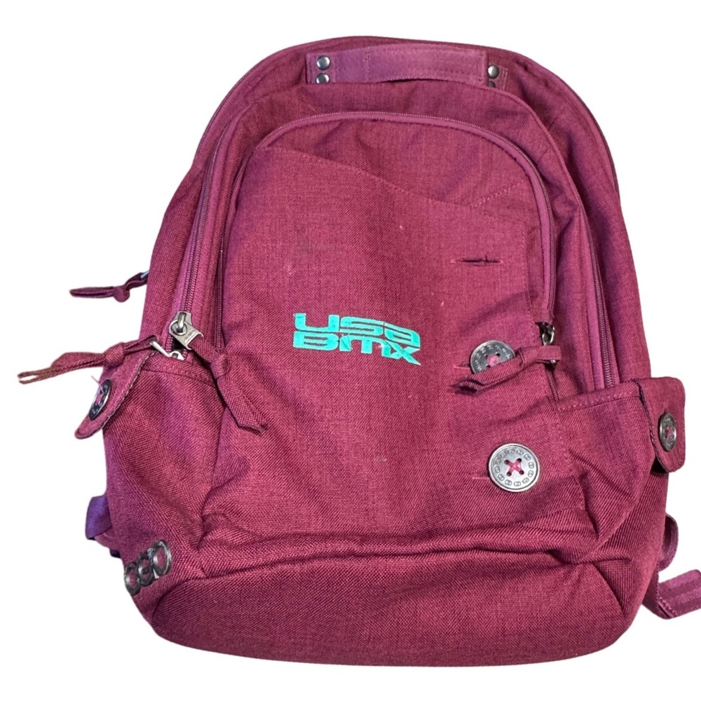 OGIO Backpack USA BMX Embroidered Maroon Burgundy Laptop Bag Sporty Travel Bag